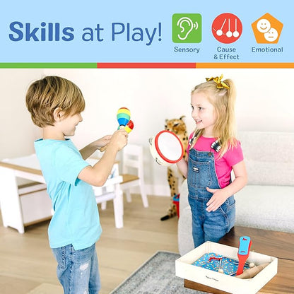 Melissa & Doug Band-in-a-Box Clap! Clang! Tap! - 10-Piece Musical Instrument Set - Kids Musical Instruments, Wooden Percussion Instruments For Toddlers And Kids Ages 3+