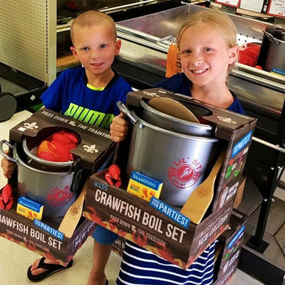 Lil' Bit Boiling Co. Kids Louisiana Shrimp & Fixins Toy Food Kitchen Set for Children - Toy Shrimp Set with Potatoes, Corn, and Mesh Bag