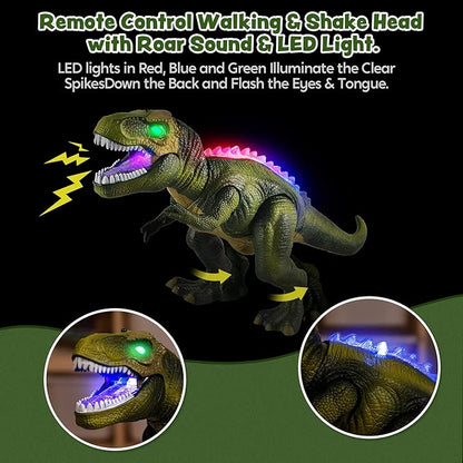 JOYIN Robot Dinosaur Toy for Kids Boys 3+ Big T.rex with Light and Realistic Roaring Sound, Remote Control Walking & Dancing Dinosaur, Electronic Steam Toy, Birthday Gift for Kids Boys Girls