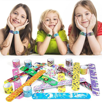 30 PCS Slap Bracelets Kids Party Favors,Bulk Emotions Camouflage Leopard Print Snap Bracelet Party Favors Supplies for kids&teens Gifts Teacher Classroom School Favors Prizes Christmas Gift