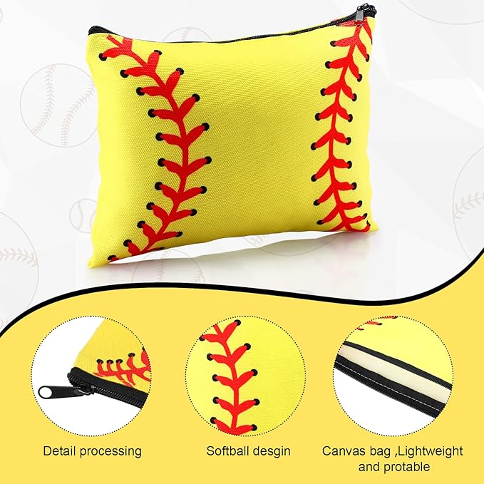Nuogo 60 Pcs Softball Party Favors Softball Gifts for Team Girls Bulk Include 12 Softball Cosmetic Bag 12 Softball Keychains 12 Softball Hair Scrunchies 12 Softball Hair Ties 12 Softball Bracelets