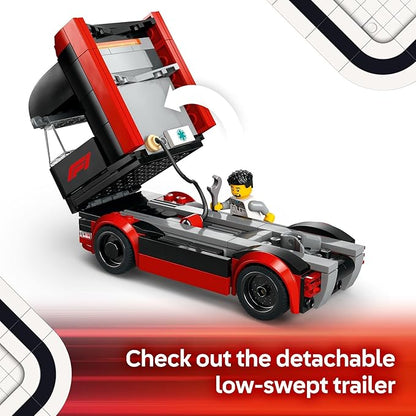 LEGO City F1 Truck with RB20 & AMR24 F1 Car Toys - Model Car Building Toy Set for Kids, Boys and Girls, Ages 8+ - F1 Collectible for Fans - Gift Idea for Birthdays - 60445