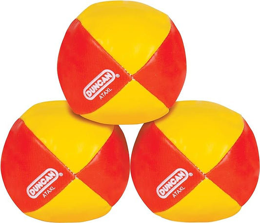 Duncan Toys Juggling Balls, Multicolor, Vinyl Shells, Circus Balls with 4 Panel Design, Plastic Beans, 3 Pack, Red & Yellow
