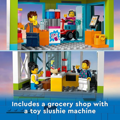 LEGO My City Apartment Building 60365 Toy Set with Connecting Three Floor Room Modules, Includes a Mobility Scooter, Bike and 6 Minifigures for Imaginative Role Play, Fun Gift Idea for Kids