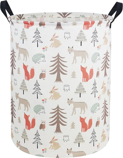 ESSME Kids Laundry Hamper,Animal Hamper Collapsible Canvas Waterproof Storage Bin for Girls, Nursery Hamper,Gift Baskets,toy bins(Grey animal)
