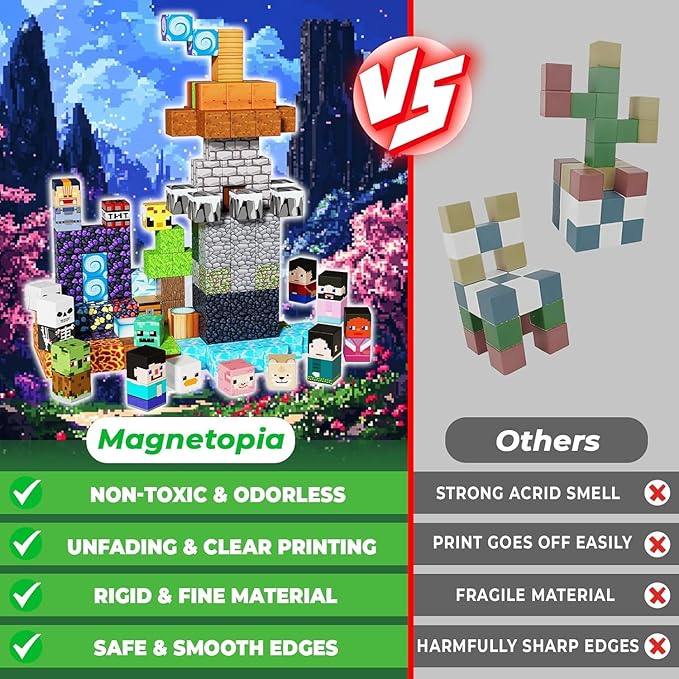 Magnetic Blocks - 150PCS Magnetic Building Blocks Cubes Adventurer, Magnet Toys for Kids Age 3+, Toy Building Set for Kids, Magnet Construction Easter Birthday Gifts for Boys Girls Age 4-8, 8-12