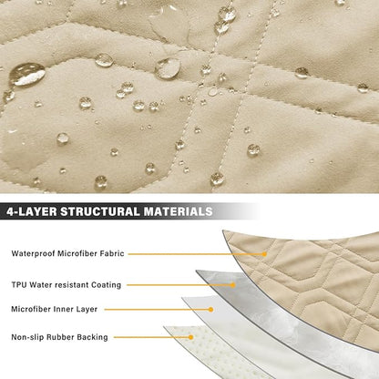 Recliner Chair Covers Sofa Slipcover Non-Slip Chair Couch Cover Machine Washable Furniture Protector with Straps for Dogs (Beige, 30inch Recliner)