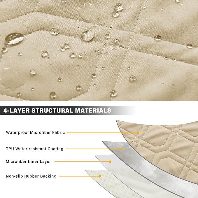 Recliner Chair Cover Sofa Slipcover Non-Slip Chair Couch Cover Machine Washable Furniture Protector with Straps for Dogs(Beige, 23inch Recliner)