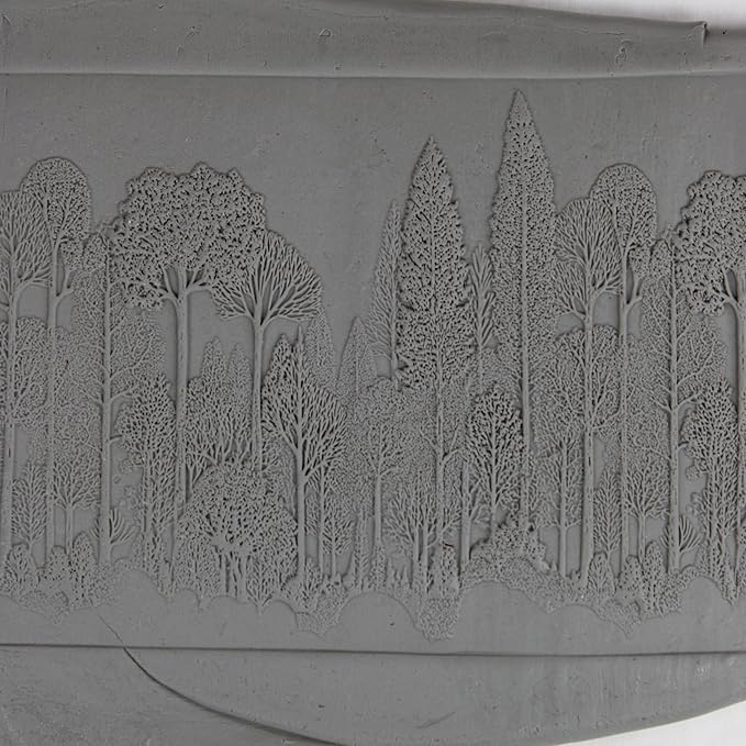 Woodland Silhouette Grove Clay Texture Roller (4") - Seamless Meadow Set #01 - Embossing Pattern Roller for Polymer & Ceramic Clay, Pottery & Crafts