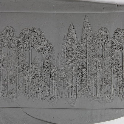 Woodland Silhouette Grove Clay Texture Roller (4") - Seamless Meadow Set #01 - Embossing Pattern Roller for Polymer & Ceramic Clay, Pottery & Crafts