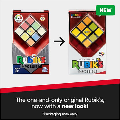 Rubik’s Cube, Impossible Cube, Advanced Color-Matching Puzzle, The Original 3x3 Rubik's, Twisting Fidget Toy, Challenging Brain Teaser & Sensory Puzzle for Adults, Teens, & Kids, for Ages 8 & Up