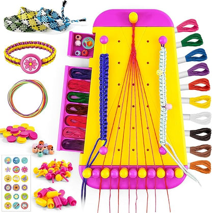 Friendship Bracelet Making Kit Toys ,DIY Arts and Crafts for Kids Ages 6-12,2 in 1 Bracelets String Maker Toys Set,Jewelry String Maker Kit,Christmas Birthday Gifts for Girl 8-12 Years Old (Yellow)