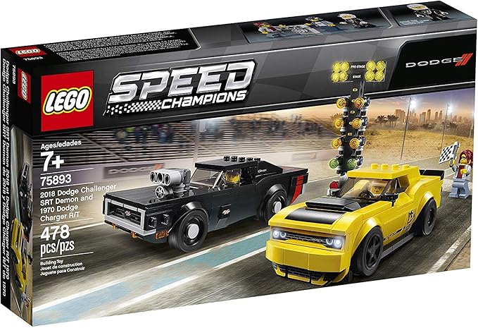 LEGO Speed Champions 2018 Dodge Challenger SRT Demon and 1970 Dodge Charger R/T 75893 Building Kit (478 Pieces)