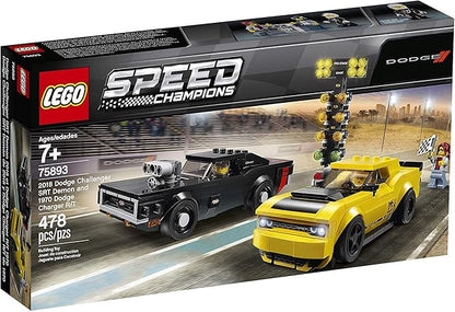 LEGO Speed Champions 2018 Dodge Challenger SRT Demon and 1970 Dodge Charger R/T 75893 Building Kit (478 Pieces)