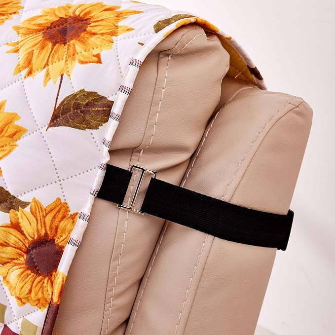 EVENHUG Recliner Sofa Cover Patchwork Floral Sofa Slipcover Washable Couch Cover for Reclining Couch Furniture Protector Cover with Elastic Straps for Pets Kids Dog Cat (Recliner,Yellow)