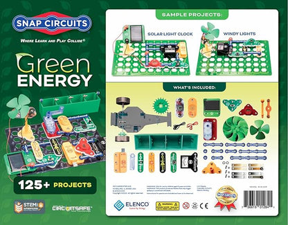 Snap Circuits Green Energy Electronics Exploration Kit | Over 125 Exciting STEM Projects | Full Color Project Manual | 45+ Snap Circuits Parts | STEM Educational Toys for Kids 8+