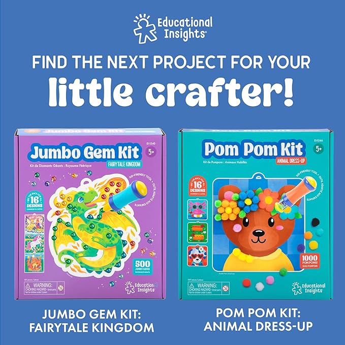 Educational Insights Tufting Craft Kit - Arts and Crafts for Kids, Toddler Art Supplies, Toddler DIY Sensory Activity, Gift for Girls and Boys Ages 5+, Stocking Stuffers for Kids