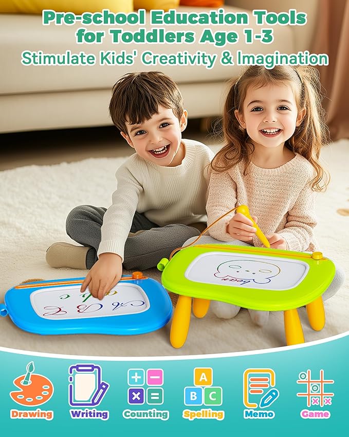 KOKODI Toys Gifts for 1 2 3 Years Old Girl, Sturdy Magnetic Drawing Board Sketch Doodle Pad, Educational Learning Birthday Toddler Easter Basket Stuffers Kids- Left Hands Friendly