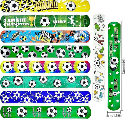 Viicoor Soccer Slap Bracelets 30PCS Snap Bracelet Wrisrtband for Party Favors Basket Bag Filler School Prizes Gifts Party Favors Bulk