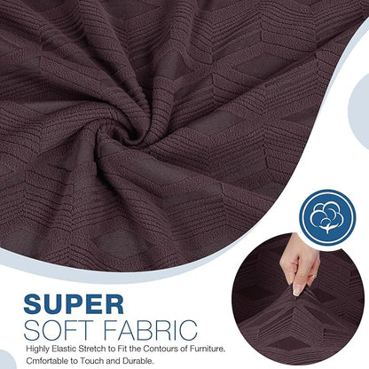 TAOCOCO Recliner Loveseat Cover, Stretch Jacquard Reclining Loveseat Cover Furniture Protector Sofa Slipcovers 2 Seat Recliner Covers with Elastic Bottom for Kids, Pets (Dark Coffee)