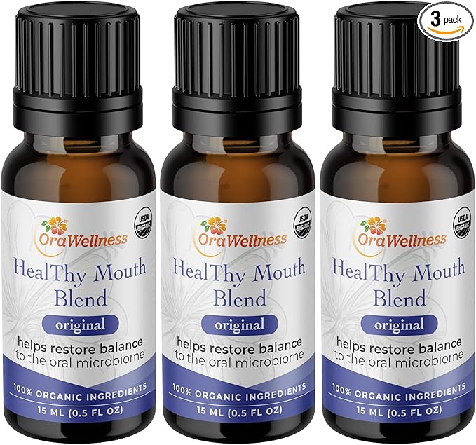 OraWellness Healthy Mouth Blend Organic Toothpaste & Mouthwash Alternative Tooth Oil, Natural Mouth Rinse for Healthy Teeth & Gums for Women, Men and Kids, Pack of 3