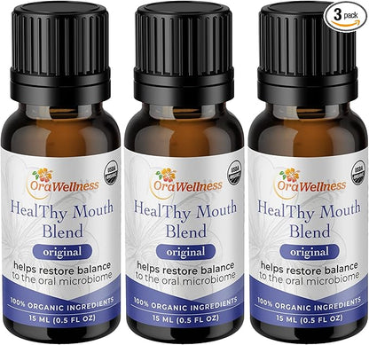 OraWellness Healthy Mouth Blend Organic Toothpaste & Mouthwash Alternative Tooth Oil, Natural Mouth Rinse for Healthy Teeth & Gums for Women, Men and Kids, Pack of 3