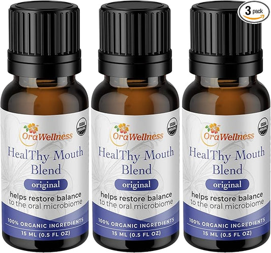 OraWellness Healthy Mouth Blend Organic Toothpaste & Mouthwash Alternative Tooth Oil, Natural Mouth Rinse for Healthy Teeth & Gums for Women, Men and Kids, Pack of 3