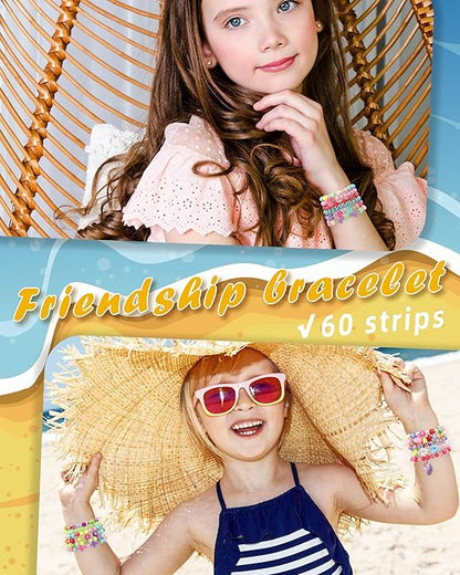 60 pcs Colorful Kids Friendship Bracelet Sets, Stackable Elastic Cute Beaded Bracelets Princess Pretend Play Bracelet Preppy Bracelets Bulk Set for Women Gift