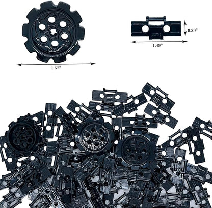 108Pcs Technical Parts Tank Track Wheels Treads Chain Links Motorcycle Car Accessories Building Blocks Toys for 6-12 Years Old Boys Kids Gift Tight fit Major Brands