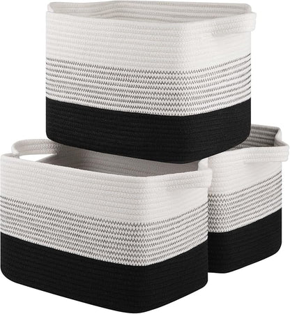 OIASKET Storage Basket for Organizing, Woven Baskets for Storage, Rectangle Decorative Baskets for Shleves, Closet, Toys, Books, Nursery Organizer Bins - Pack of 3 (Gradient Black, 13"x9.85"x8.7")
