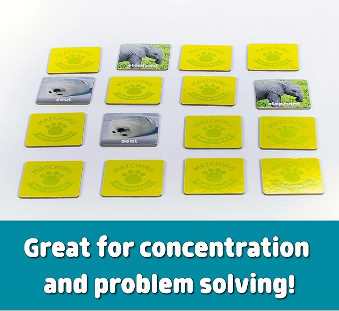 Chuckle & Roar - Matching Game Baby Animals - Board Game for Kids 3 and up - Concentration Game for Toddlers - Preschool Game