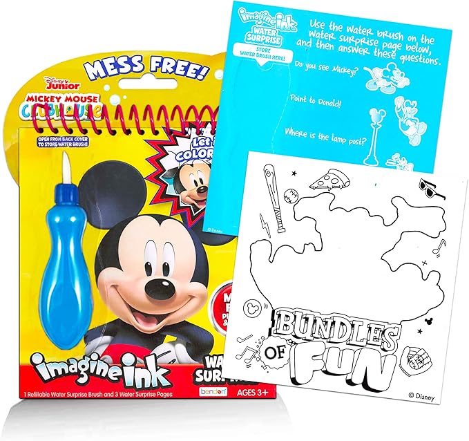 Imagine Ink Water Painting Books Set for Toddlers Kids Ages 3-5 ~ 3 Pack No Mess Paint with Water Books with Water Surprise Brushes, Mickey Mouse, Peppa Pig, Sesame Street Elmo Bundle