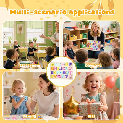 Alphabet Puzzles Wooden for Toddlers, ABC Learning Toys for Kids, Preschool Educational Activities for Girls and Boys