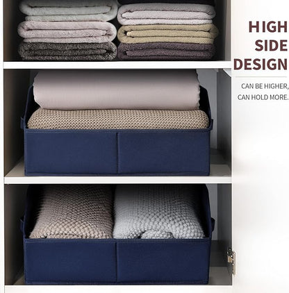 Homsorout Closet Baskets for Shelves Trapezoid - Decorative Storage Baskets with Handle, Closet Bins for Organization, Shelf Storage Bins for Clothes, Books, Home, Office, 10 Pack, Navy Blue