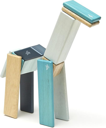 14 Piece Tegu Magnetic Wooden Block Set, Blues