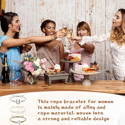 Sureio 48 Pcs Horse Rope Braided Bracelet Gifts Bulk Horse Goodie Party Favors Western Cowgirl Cowboy Adjustable Wedding Bridal Shower Bracelets for Women