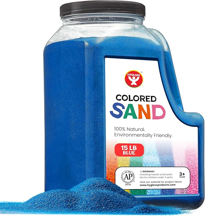 Hygloss Colored Play Sand – 15 lb Blue Craft Sand for Sand Art, Christmas Gifts & Decorations, DIY Projects, Classroom Activities, and Plant Décor – Fine, Non-Toxic Sand, Safe for Kids Ages 3+