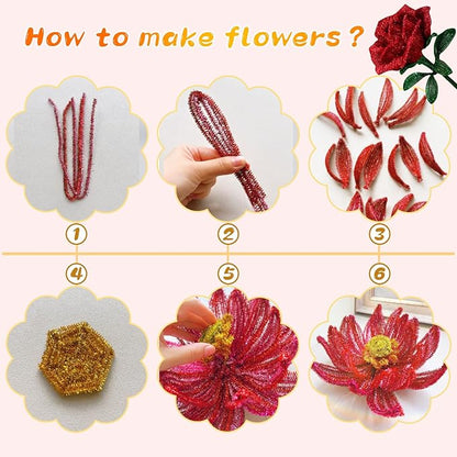 100Pcs Pipe Cleaners Craft, Glitter Pipe Cleaners Crafting Creative DIY Hand Craft Supplies for Festivals Decorations, Pipe Cleaners in Glitter Red