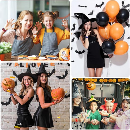 JUNEBRUSHS 56 PCS Halloween Slap Bracelets Halloween Party Favors Snap Bracelets Bulk Halloween Toys for Kids Girls Boys Birthday Party Supplies