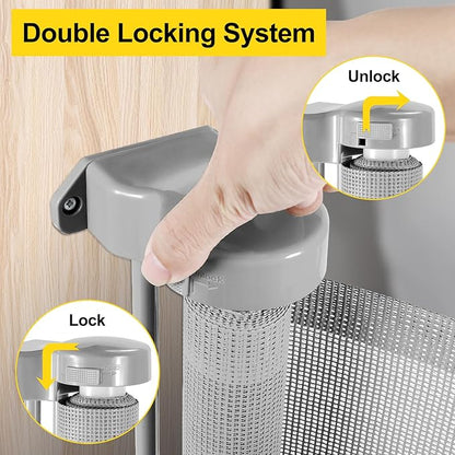 175 Inch Extra Wide Retractable Baby Gates for Large Openings, Extra Long Retractable Dog Gate for Doorways 33" Tall Mesh Pet Gate for Wide Openings Large Baby Gate for Indoor Outdoor (Light Gray)