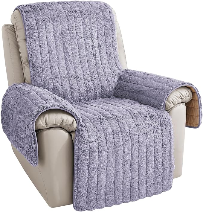 RBSC Home Plush Recliner Slipcover 30 Inches Chair Covers Artificial Wool Lazy Boy Cover Quilted Cover for Large Recliner Chairs and Furniture