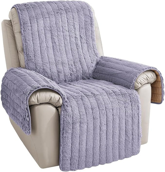 RBSC Home Plush Recliner Slipcover 30 Inches Chair Covers Artificial Wool Lazy Boy Cover Quilted Cover for Large Recliner Chairs and Furniture