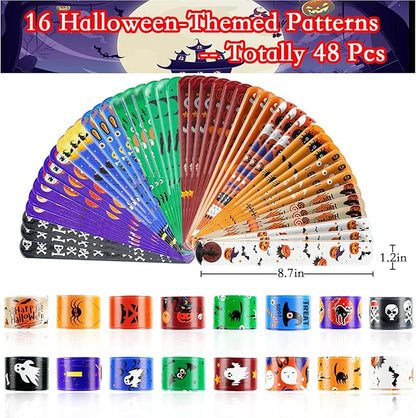 48Pcs Halloween Party Favors Slap Bracelets Trick or Treat Favors for Kids and Classes Treats for Children Halloween Bracelets Halloween Goodie Bag Fillers Halloween Toys for Kids