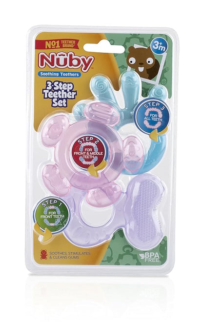 Nuby 3 Step Soothing Teether 3 Piece Set- Assorted Color
