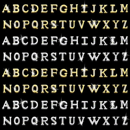 104Pcs Rhinetone Letters Nail Studs, Kalolary Gold Silver 3D Capital Rhinetone Nail Letter English Alphabet Stud Charm DIY Manicure Nails Jewelry Making Crafts Decoration for Women Girls