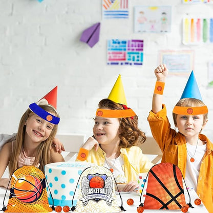 Basketball Party Favors Basketball Wristband Basketball Charm Bracelets Basketball Theme Drawstring Bags Gift Bags For Birthday Party Basketball Party Sports Team Gifts Supplies