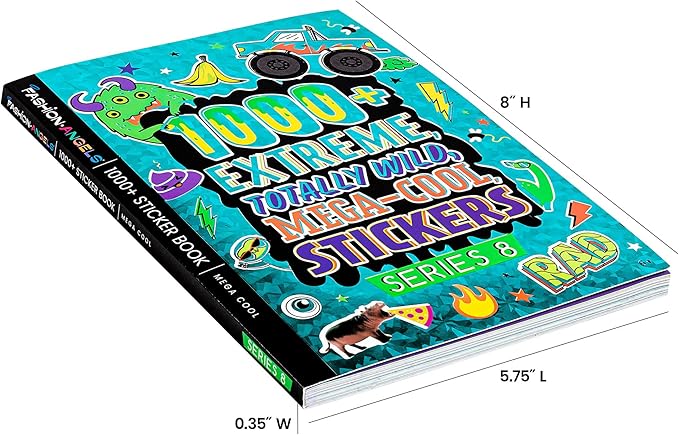 Fashion Angels 1000+ Mega Cool Stickers for Kids - Fun Craft Stickers for Scrapbooks, Planners, Gifts and Rewards, 40-Page Sticker Book for Kids Ages 6+ and Up