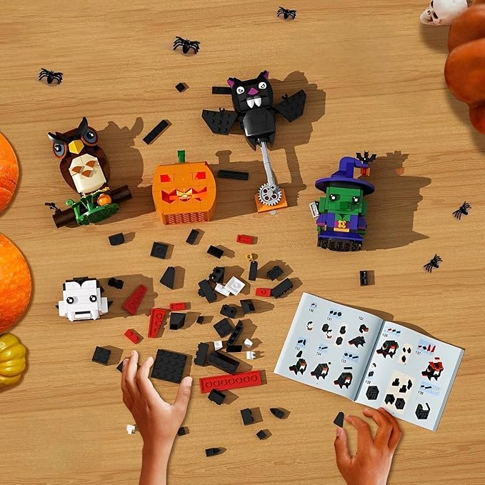 Horror Figure Building Set, 503 Pieces Halloween Model Kit - Archimedes, Wicked Witch, Dracula & Jack-O'-Lantern Bat Toys for Decor Display, Scream Gift for Fans