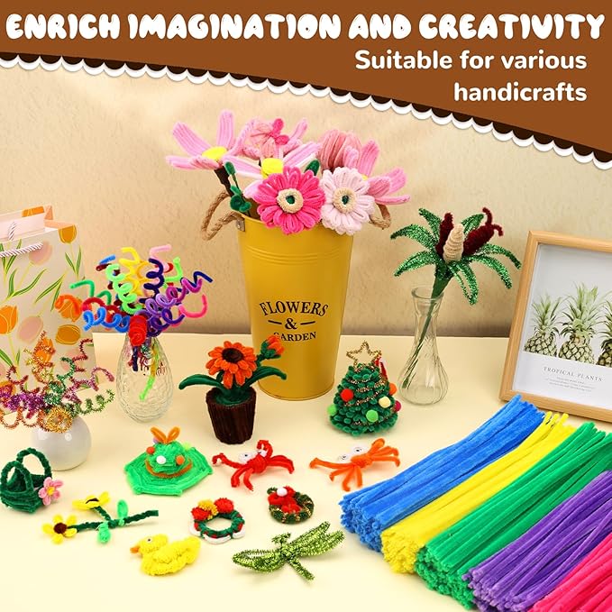 Pipe Cleaners, 100PCS Christmas Pipe Cleaners Craft Supplies, Light Brown Pipe Cleaners Bulk Fuzzy Sticks for DIY Art and Craft Projects Home Decoration
