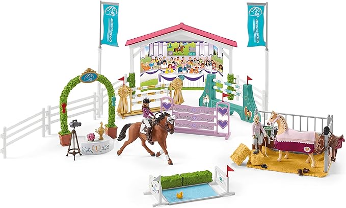 Schleich Horse Club, 36-Piece Playset, Horse Toys for Girls and Boys Ages 5-12, Friendship Horse Tournament